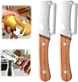 Multi-Functional Vegetable Peeler fo Kitchen: 2 in 1 Stainless Steel Peeler with Wooden Handle and Bottle Opener - Peelers for Potato Pumpkin Pap
