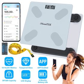 Smart Digital Scale For Body Weight High Accuracy BMI Weight Scale Full Body Composition Analysis Sync with APP 4mm Tempered Glass 397LBS Capacit