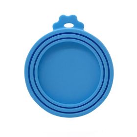 1pc 3 In 1 Reusable Food Storage Keep Fresh Tin Cover Cans Cap Pet Can Box Cover Silicone Can Lid Hot Kitchen Supply Mould Proof Hot (Color: Sky blue)